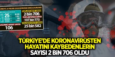 Türkiye'de koronavirüsten hayatını kaybedenlerin sayısı 2 bin 706 oldu