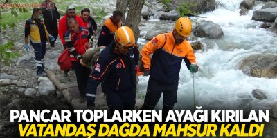 Pancar toplarken ayağı kırılan vatandaş dağda mahsur kaldı