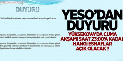 YESO'dan duyuru