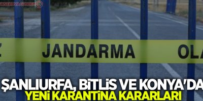 Şanlıurfa, Bitlis ve Konya'da yeni karantina kararları