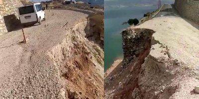 Siirt'te yol çöktü, sürücüler tedirgin