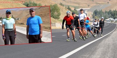 Baba ile kızı asfaltta sporcu yetiştiriyor
