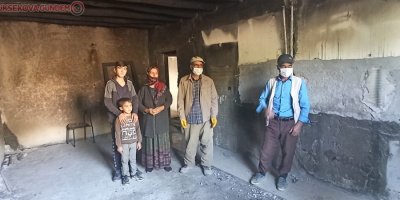7 nüfuslu Kılıç ailesinin evi tamamen yandı