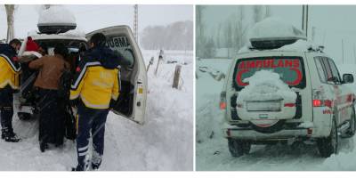 Doğum hastası kadın ekiplerin, yoğun uğraşları sonucu hastaneye ulaştırıldı