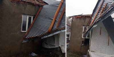 Kuvvetli Rüzgar nedeniyle Yüksekova'da 1 evin çatısı uçtu