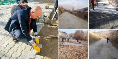 Esendere'de Kilitli Parke Taşı Çalışmaları Sürüyor