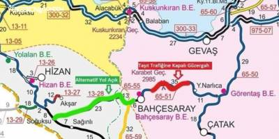 Van-Bahçesaray yolu kar ve tipi nedeniyle trafiğe kapatıldı