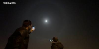 Yüksekova'da ayın etrafında hale oluştu