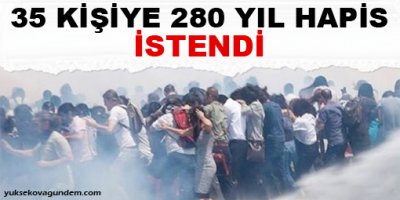 35 kişiye 280 yıl hapis istendi