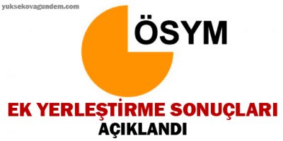 Ek yerleştirme sonuçları açıklandı