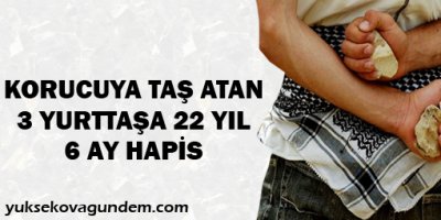 Korucuya taş atan 3 yurttaşa 22 yıl 6 ay hapis